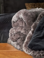Charcoal Grey Josephine Faux Fur Throw - Image 3 of 4
