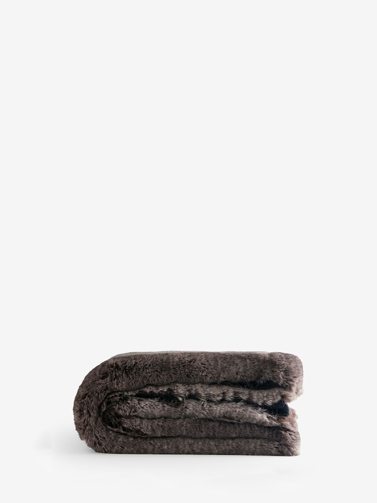 Charcoal Grey Josephine Faux Fur Throw - Image 4 of 4