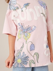Pink Oversized Embellished Graphic T-Shirt (3-16yrs) - Image 4 of 8
