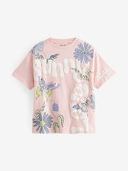 Pink Oversized Embellished Graphic T-Shirt (3-16yrs) - Image 5 of 8