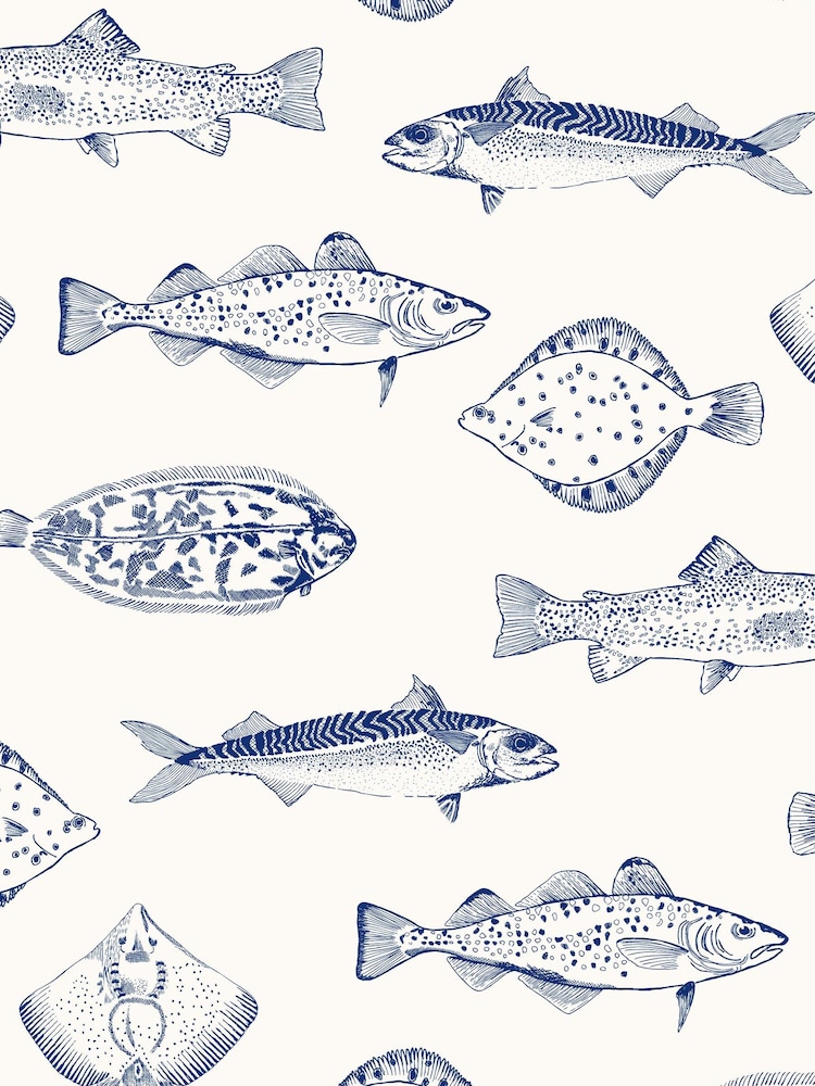 Joules Coast Blue Name The Plaice 10M Wallpaper - Image 2 of 5