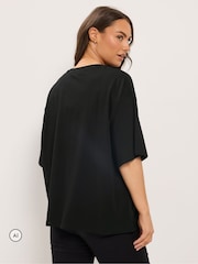 Yours Curve Black Sequin Baubles Relaxed T-Shirt - Image 3 of 6