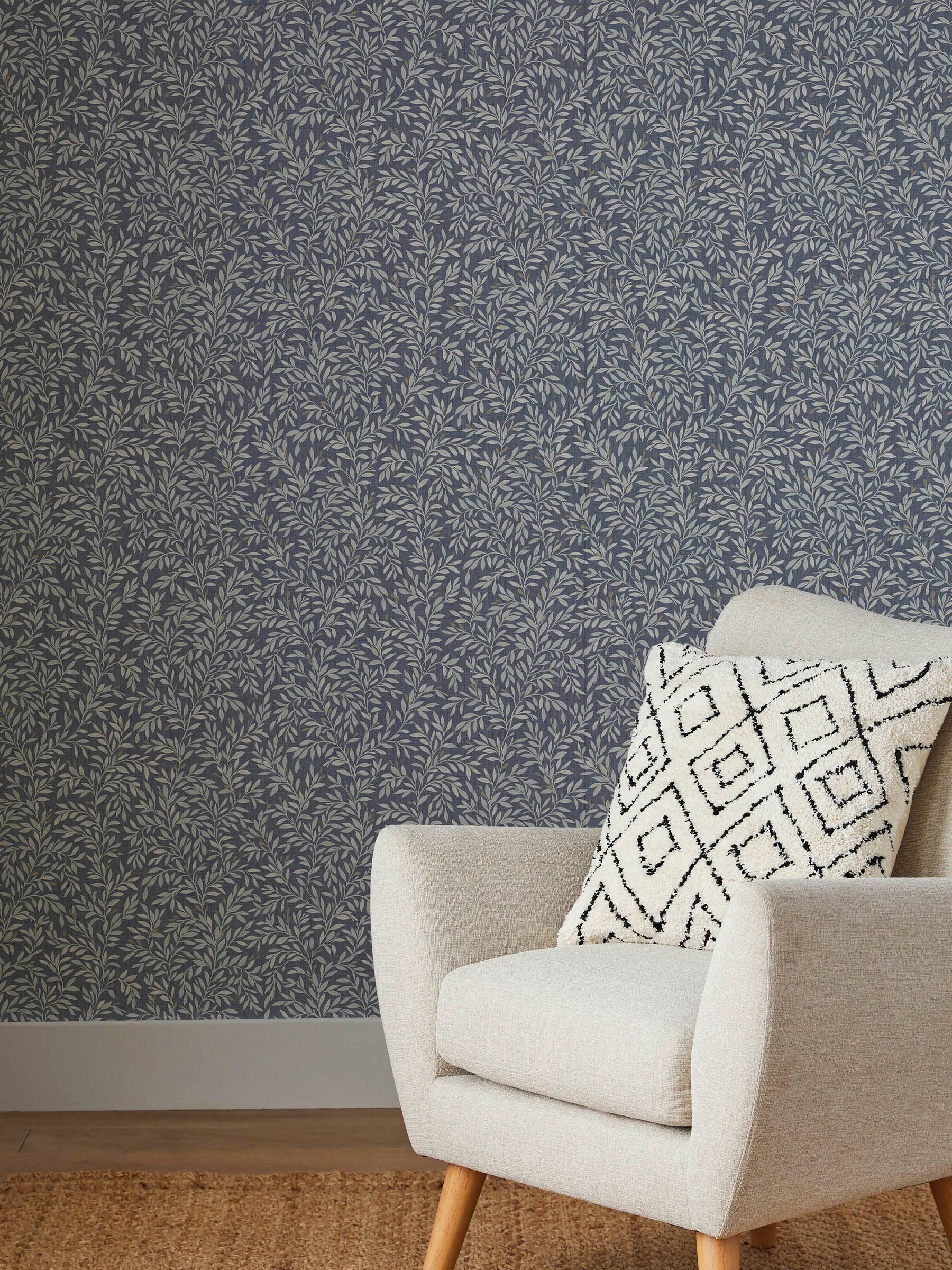 Next Blue Ditsy Leaf Wallpaper - Navy - 10M - Image 4