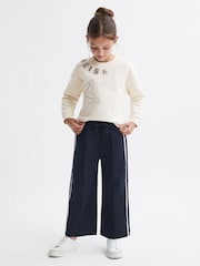Reiss Ivory Nat 9-14 yrs Cotton Sequin Motif Crew Neck Jumper - Image 1 of 6