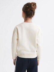Reiss Ivory Nat 9-14 yrs Cotton Sequin Motif Crew Neck Jumper - Image 4 of 6