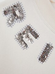 Reiss Ivory Nat 9-14 yrs Cotton Sequin Motif Crew Neck Jumper - Image 6 of 6
