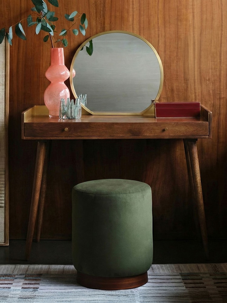 Swoon Brown Fresco Mango Wood One-Drawer Dressing Table - Image 1 of 5 Swoon Brown Fresco Mango Wood One-Drawer Dressing Table - Image 1 of 5