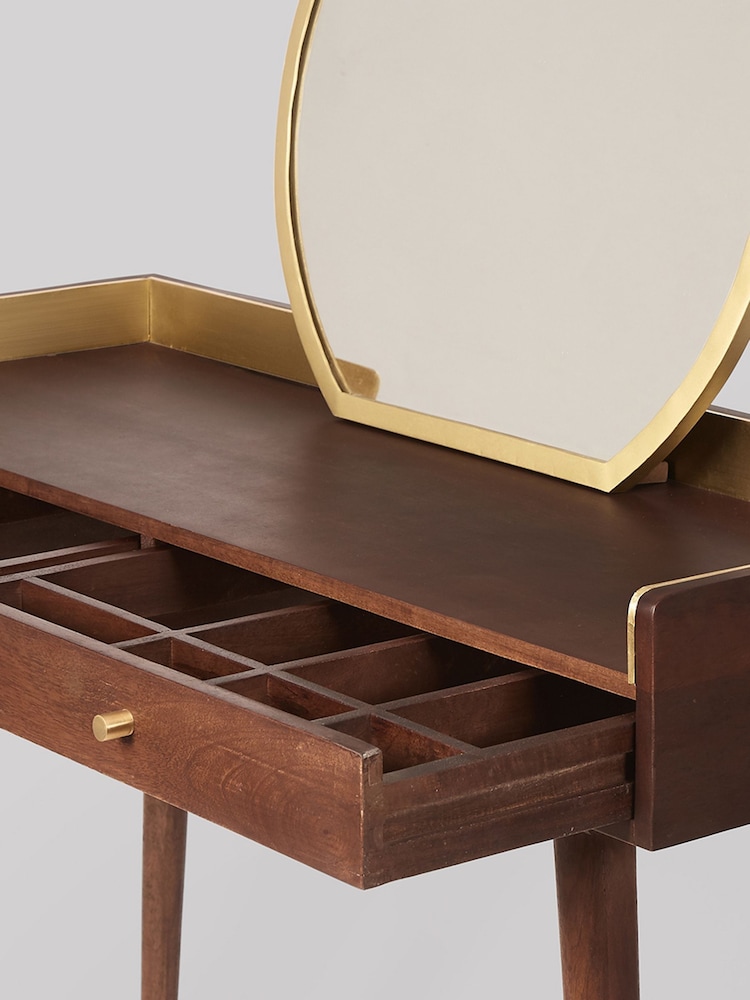 Swoon Brown Fresco Mango Wood One-Drawer Dressing Table - Image 2 of 5 Swoon Brown Fresco Mango Wood One-Drawer Dressing Table - Image 2 of 5