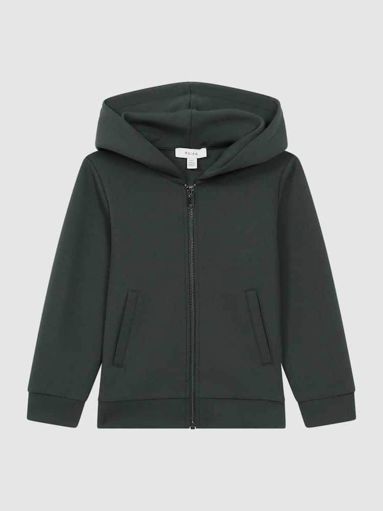 Reiss Forest Green Harrison Senior Zip-Through Hoodie - Image 2 of 6 Reiss Forest Green Harrison Senior Zip-Through Hoodie - Image 2 of 6