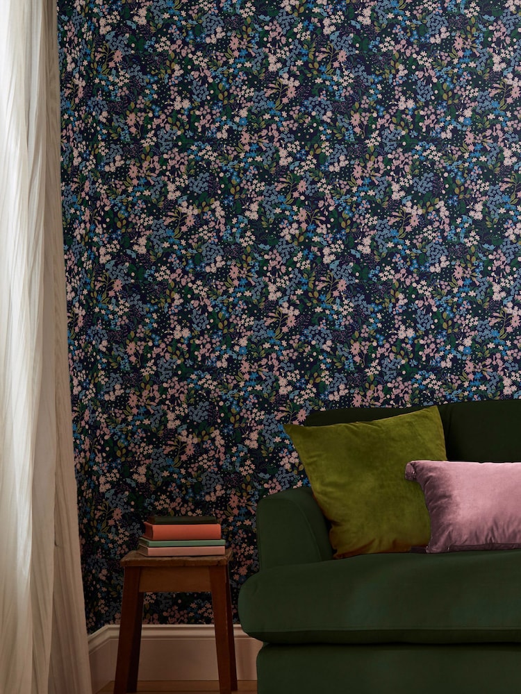 Joules Blue Gilmorton Ditsy Wallpaper - Image 1 of 4 Joules Blue Gilmorton Ditsy Wallpaper - Image 1 of 4