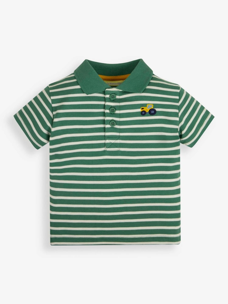 JoJo Maman Bébé Khaki Stripe Tractor Polo Shirt - Image 1 of 3