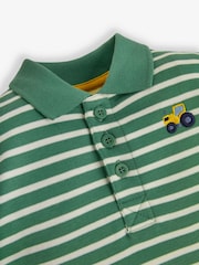 JoJo Maman Bébé Khaki Stripe Tractor Polo Shirt - Image 2 of 3