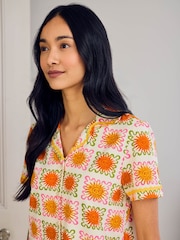 Chelsea Peers Orange Tall Sunshine Tile Print Long Pyjamas Set - Image 5 of 6