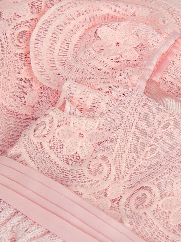 Monsoon Pink Baby Isabel Lace Tiered Party Dress - Image 2 of 2