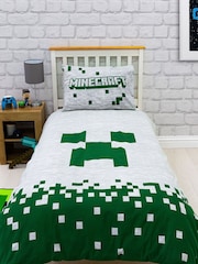 Character White Minecraft Pixels Single Duvet Set - Image 1 of 3