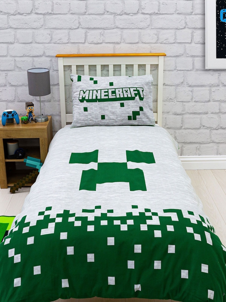 Character White Minecraft Pixels Single Duvet Set - Image 1 of 3
