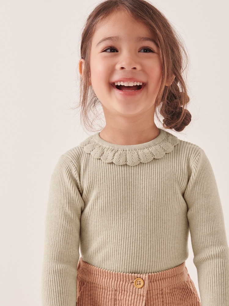 Ecru Cream Marl Frill Neck Jumper (3mths-7yrs) - Image 1 of 7