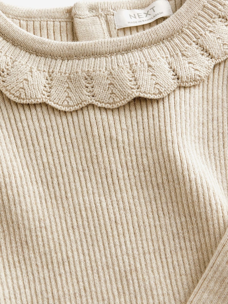 Ecru Cream Marl Frill Neck Jumper (3mths-7yrs) - Image 7 of 7