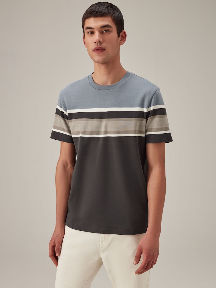 Blue/Neutral Block 100% Cotton T-Shirt - Image 1 of 7
