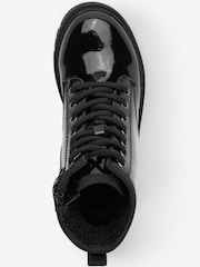 Black Patent Wide Fit (G) Warm Lined Lace-Up Boots - Image 3 of 4