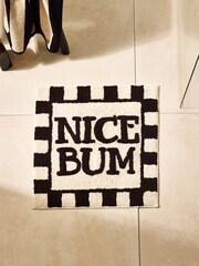 Monochrome Slogan 100% Cotton Shower Mat - Image 1 of 5