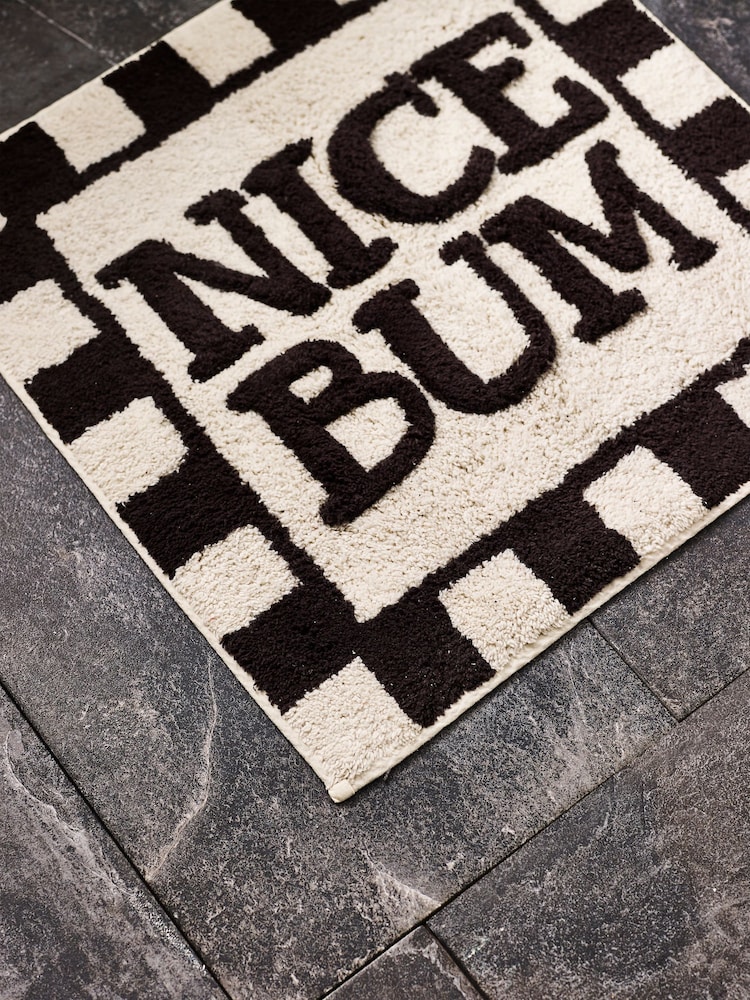 Monochrome Slogan 100% Cotton Shower Mat - Image 2 of 5