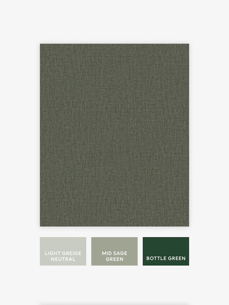 Deep Green Linen Look 10M Wallpaper - Image 5 of 5 Deep Green Linen Look 10M Wallpaper - Image 5 of 5