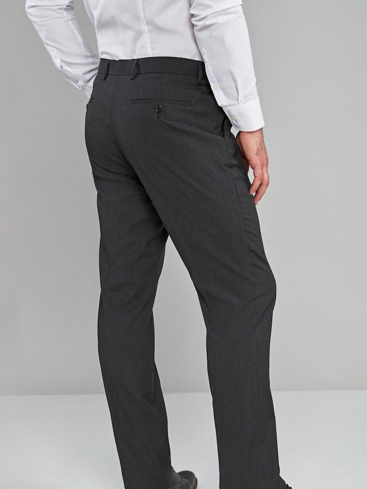 Charcoal Grey Regular Fit Stretch Smart Trousers - Image 4 of 5