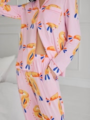 Chelsea Peers Pink Petite Tencel Modal Toucan Print Long Pyjamas Set - Image 6 of 6