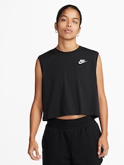 Nike Black Club Cropped Sleeveless Top - Image 1 of 5