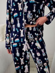 Chelsea Peers Blue Petite Tencel Modal Tennis Dogs Print Long Pyjamas Set - Image 4 of 5
