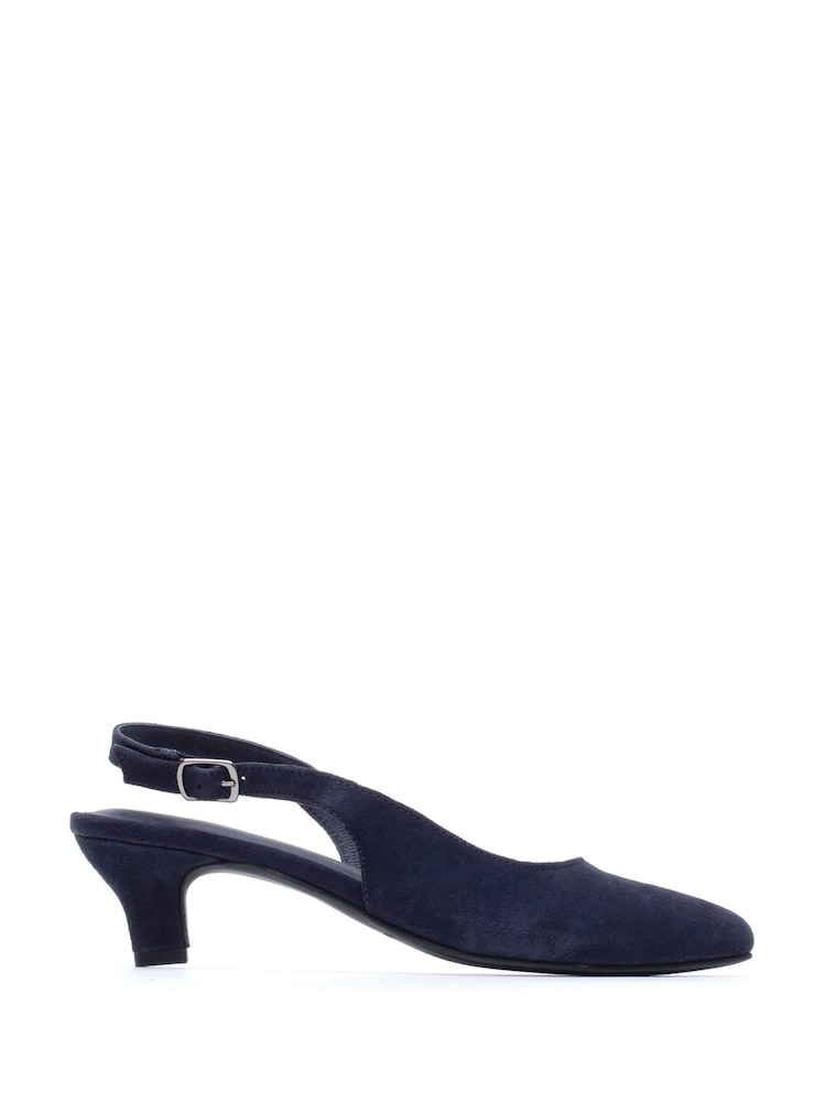 Hush Puppies Blue Nahla Buckle Kitten Heels - Image 1 of 5 Hush Puppies Blue Nahla Buckle Kitten Heels - Image 1 of 5