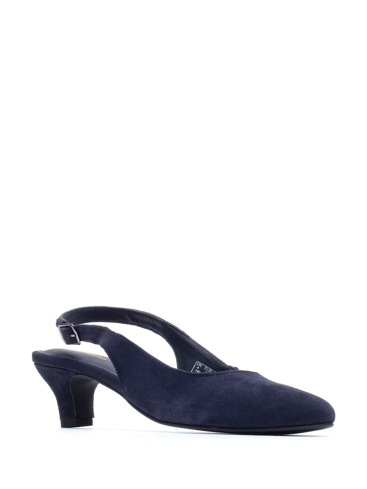 Hush Puppies Blue Nahla Buckle Kitten Heels - Image 2 of 5 Hush Puppies Blue Nahla Buckle Kitten Heels - Image 2 of 5