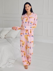 Chelsea Peers Pink Tall Tencel Modal Toucan Print Long Pyjamas Set - Image 1 of 6