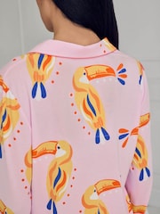 Chelsea Peers Pink Tall Tencel Modal Toucan Print Long Pyjamas Set - Image 5 of 6