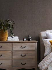 Chocolate Brown Linen Weave 10M Wallpaper - Image 1 of 4