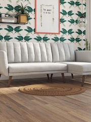 Novogratz Grey Brittany Linen Sectional Sofa Bed - Image 1 of 4