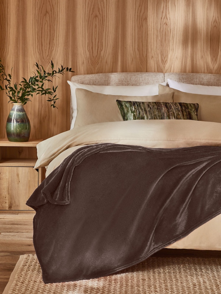 Brown Plush Fleece Throw - Image 1 of 4