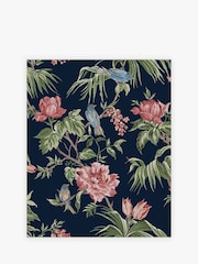 Papel pintado de pájaros y flores en malva - Imagen 2 de 4
