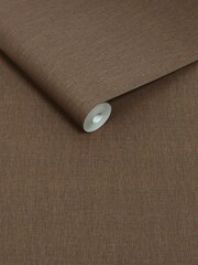 Chocolate Brown Linen Look 10M Wallpaper - Image 5 of 5