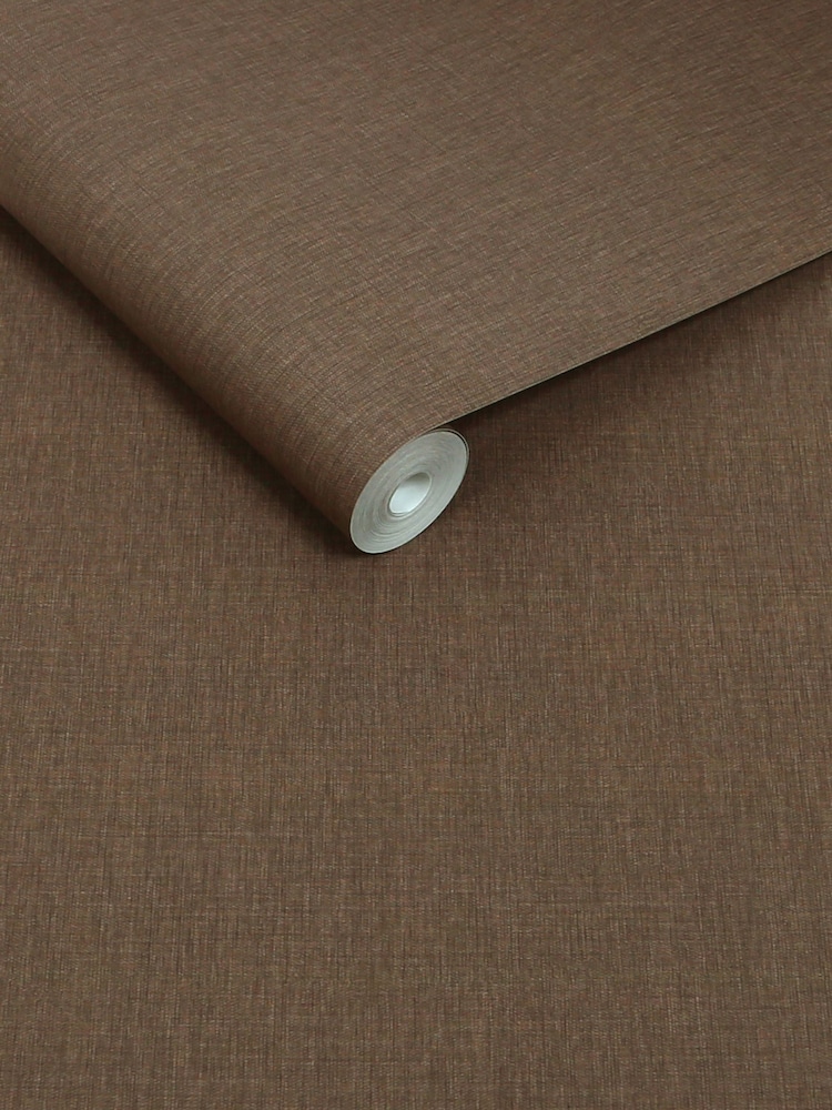 Chocolate Brown Linen Look 10M Wallpaper - Image 5 of 5 Chocolate Brown Linen Look 10M Wallpaper - Image 5 of 5