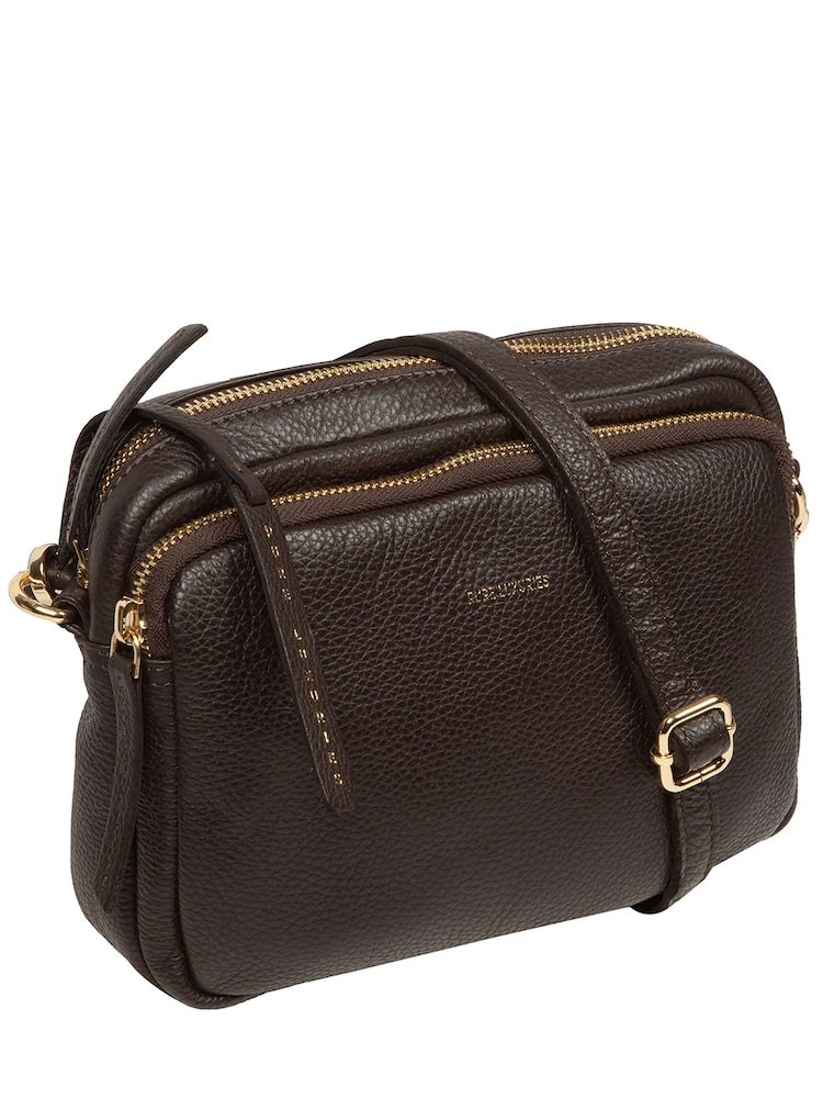 Marrón - Bolso bandolera de piel 'Remi' de Pure Luxuries London - Imagen 6 de 6