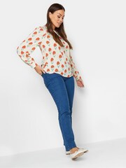 M&Co Cream Floral Long Sleeve Blouse - Image 3 of 4