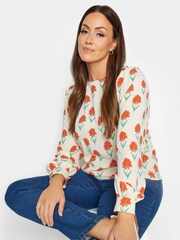 M&Co Cream Floral Long Sleeve Blouse - Image 4 of 4