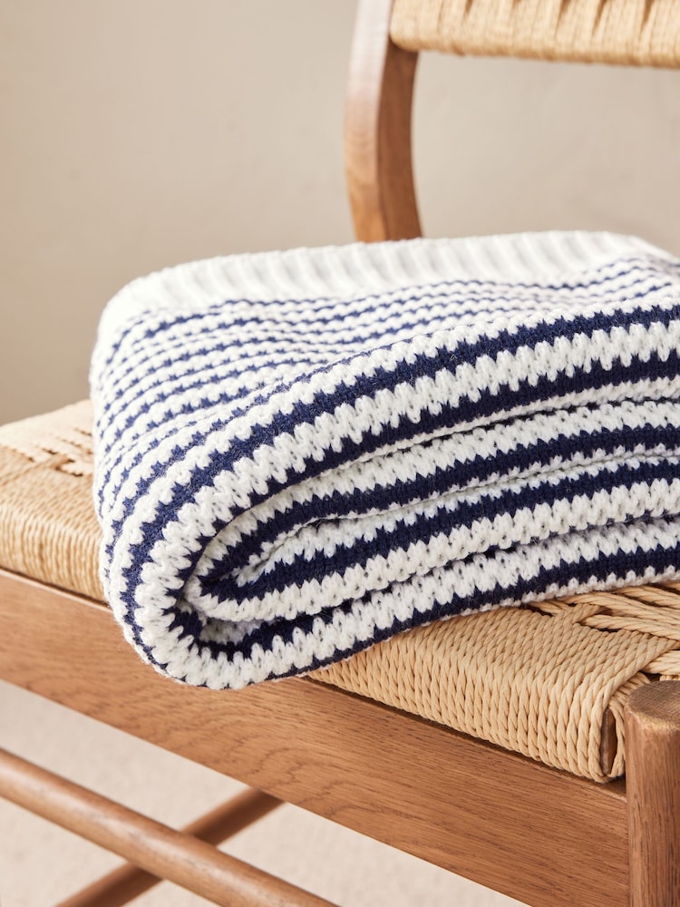 Black/White Iggy Knitted Throw - Image 2 of 5