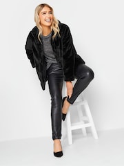 M&Co Black Plush Faux Fur Coat - Image 3 of 6