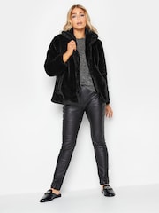 M&Co Black Plush Faux Fur Coat - Image 4 of 6