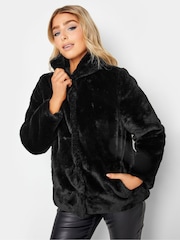 M&Co Black Plush Faux Fur Coat - Image 6 of 6