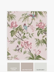 Papel pintado de pájaros y flores en malva - Imagen 3 de 4