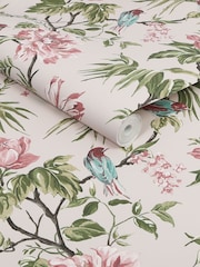 Papel pintado de pájaros y flores en malva - Imagen 4 de 4